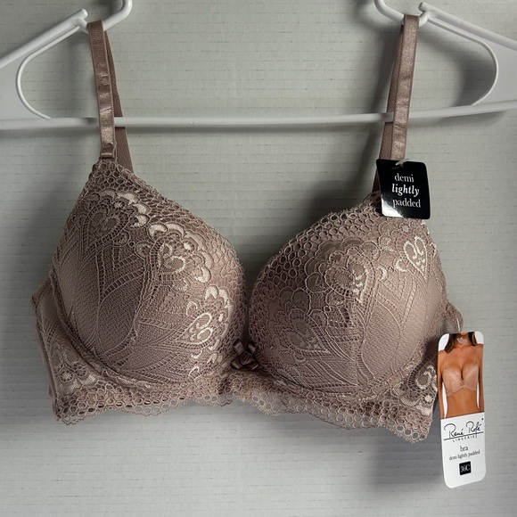Rene Rofe Women's Brown Lace Demi Lightly Padded Bra 36C NWT - Picture 1 of 9